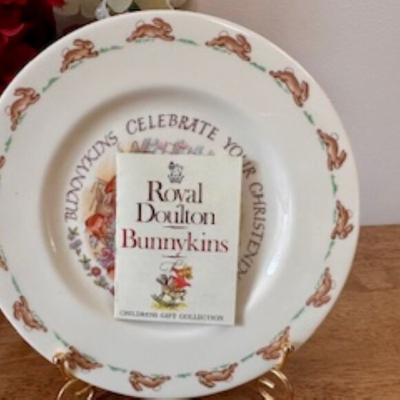 Royal Doulton Bunnykins‎ Christening Plate with Original Box Vintage Bone China - Picture 3 of 4